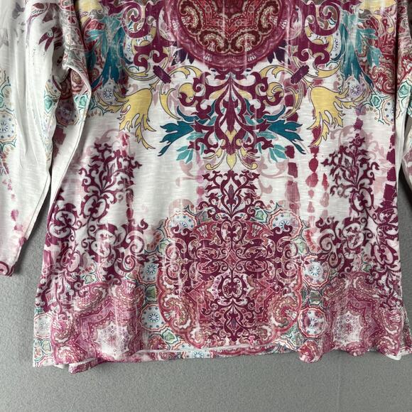 Reba Top Women 2X Burnout Southwestern Rhinestone Aztec Artsy Stretchy Patterned - Picture 11 of 13